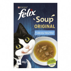 LOT DE 4 - FELIX - Original Soup Cabillaud Thon Soupe pour chat - paquet de 6 sachets de 48 g