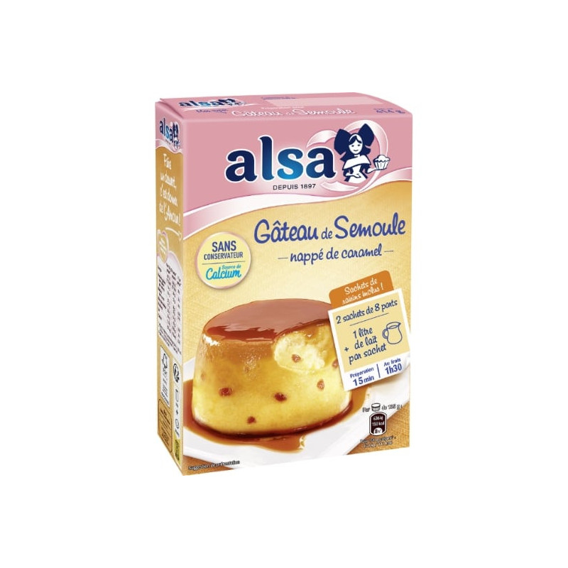 LOT DE 6 - ALSA - Préparation Gâteau De Semoule Nappage Caramel - boite de 414 g