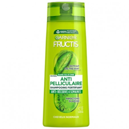 LOT DE 5 - FRUCTIS - Anti-Pelliculaire Shampoing Cheveux Normaux Thé Vert - flacon de 250 ml