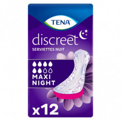 LOT DE 6 - TENA - Discreet Maxi Night Serviettes hygiéniques fuites urinaires - paquet de 12 serviettes