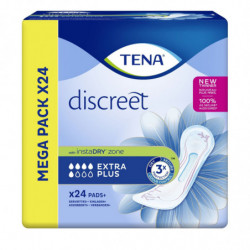 LOT DE 2 - TENA - Discreet Extra Plus Serviettes hygiéniques - paquet de 24 serviettes