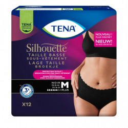 LOT DE 2 - TENA - Silhouette Noire Plus Taille Basse Taille M Fuites Urinaires - paquet de 12 Culottes