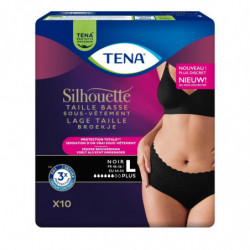 LOT DE 5 - TENA - Silhouette Noire Plus Taille Basse Taille L Fuites Urinaires - paquet de 10 Culottes