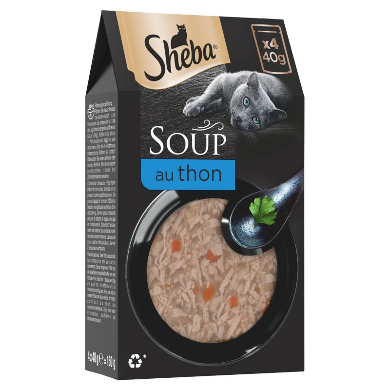 LOT DE 4 - SHEBA - Soup au Thon Soupe pour chat Adulte Pâtée pour chat - boite de 4 sachets de 40 g
