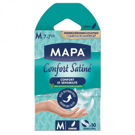 LOT DE 5 - MAPA - Confort Satinée Taille M Gants fins - boite de 10 gants