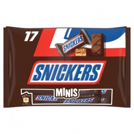 LOT DE 4 - SNICKERS - Minis Barres chocolatées aux cacahuètes et caramel - 17 x 20 g