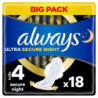 LOT DE 4 - ALWAYS - Ultra Secure Night Taille 4 - Paquet de 18 serviettes hygiéniques
