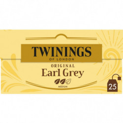 LOT DE 4 - TWININGS - Original Earl Grey Thé noir - boite de 25 sachets - 50 g