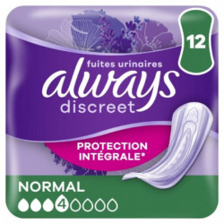 LOT DE 2 - ALWAYS - Discreet Normal 4 gouttes Serviette Incontinence - paquet de 24 serviettes