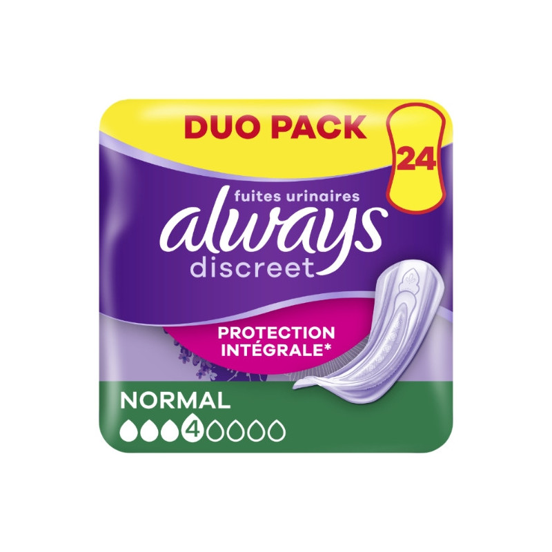 ALWAYS - Discreet Normal 4 gouttes Serviette Incontinence - paquet de 12 serviettes