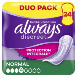 LOT DE 5 - ALWAYS - Discreet Normal 4 gouttes Serviette Incontinence - paquet de 12 serviettes