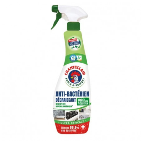 LOT DE 4 - CHANTECLAIR - Anti-Bactérien Dégraissant Universel Ultra Efficace - spray de 625 ml
