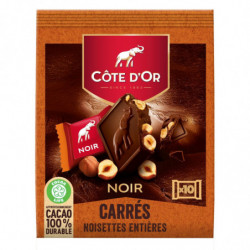 LOT DE 3 - COTE D'OR - Chocolat Carrés Noir Noisettes entières - paquet de 10 carrés - 200 g