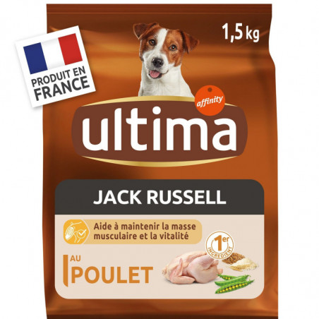 LOT DE 3 - ULTIMA - Jack russell au poulet Croquettes pour chien - sac de 1,5 kg