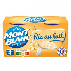 LOT DE 4 - MONT BLANC - Riz Au Lait Desserts - 4 pots de 125 g - 500 g