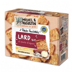 LOT DE 9 - MICHEL ET AUGUSTIN - Petits feuilletés au lard du Sud-Ouest et pointe doignons Biscuits apéritifs - boite de 80 g