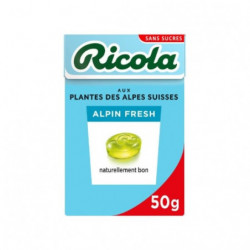 LOT DE 5 - RICOLA - Alpin Fresh Bonbons sans sucres - boite de 50 g