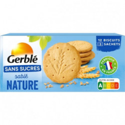 LOT DE 6 - GERBLE - Biscuit Sablé Nature Sans Sucres - boîte de 132 g