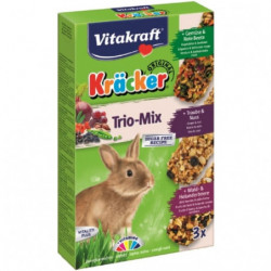 LOT DE 5 - VITAKRAFT - Kräckers Trio-Mix Aliment pour lapin nain - boite de 168 g