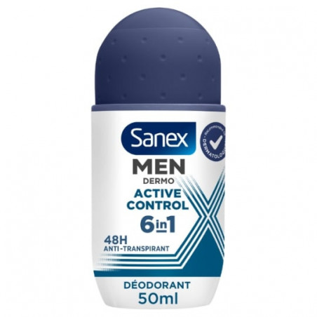 LOT DE 5 - SANEX - Men Dermo Active Control anti-transpirant Déodorant 48H - roll-on de 50 ml