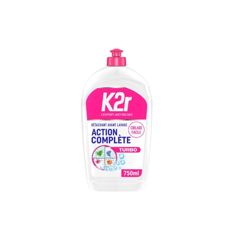 LOT DE 4 - K2R - Détachant Avant Lavage Ciblage Facile Action Complete - flacon de 750 ml