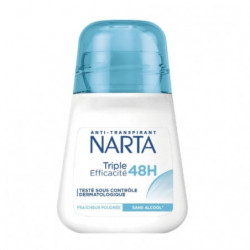 LOT DE 2 - NARTA - Triple Efficacité Déodorant Anti Transpirant Femme 48h - roll-on de 50 ml