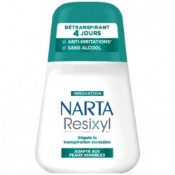 LOT DE 6 - NARTA - Resixyl Peaux Sensibles Déodorant Femme DéTranspirant 4 jours - roll-on de 50 ml