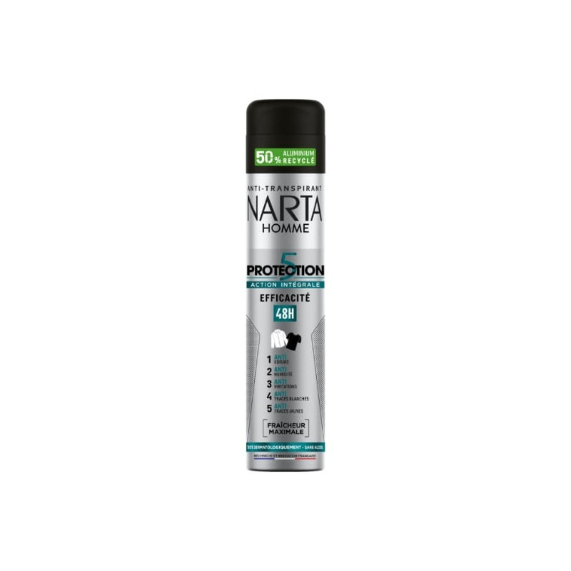 LOT DE 4 - NARTA - Homme Protection 5 Action Intégrale Déodorant 48h - flacon de 200 ml