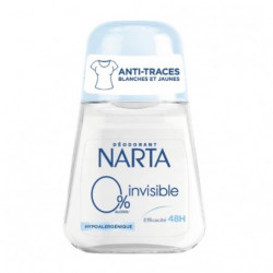 NARTA - Invisible 0% Déodorant Anti Transpirant Femme 48h Anti-Traces - roll-on de 50 ml