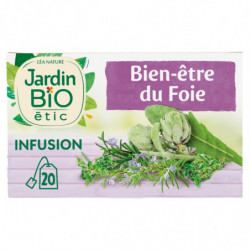 LOT DE 4 - JARDIN BIO ETIC - Infusion Bien Être Du Foie Bio - boite de 20 Sachets
