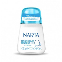 LOT DE 4 - NARTA - Magnesium Protect 0% Invisible Déodorant 48h - roll-on de 50 ml