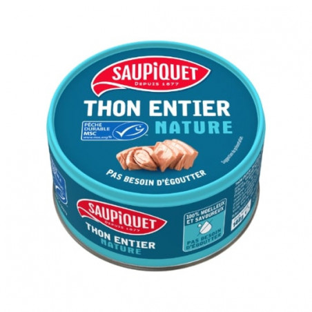 LOT DE 2 - SAUPIQUET - Thon entier au naturel MSC - boite de 140 g