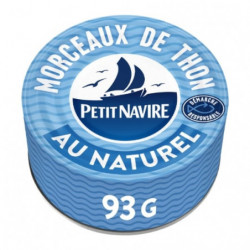 LOT DE 4 - PETIT NAVIRE - Morceaux de Thon au Naturel - boite de 93 g