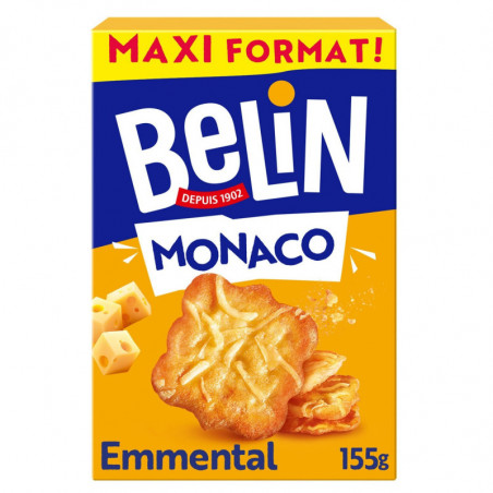 LOT DE 4 - BELIN - Monaco Emmental Biscuits apéritifs Crackers - boîte de 155 g