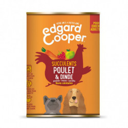LOT DE 4 - EDGARD COOPER - Pâtée pour chien Adulte au poulet dinde fruits sans céréales - boîte de 400 g
