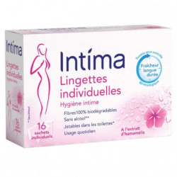 LOT DE 4 - INTIMA - Lingettes intimes en sachets individuelles - paquet de 16 sachets