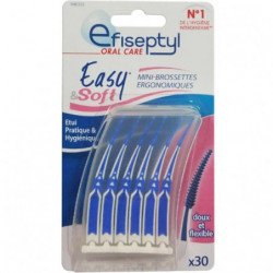 LOT DE 4 - EFISEPTYL - Easy Soft brossettes gomme ergonomiques interdentaire - paquet de 30 brossettes