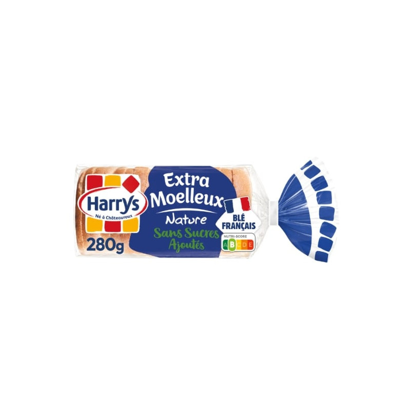 HARRYS - Extra Moelleux Nature Sans Sucres Ajoutés Pain De Mie - paquet de 280 g