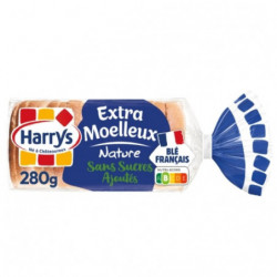 LOT DE 4 - HARRYS - Extra Moelleux Nature Sans Sucres Ajoutés Pain De Mie - paquet de 280 g