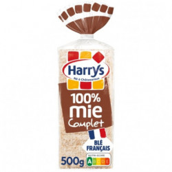 LOT DE 3 - HARRYS - Pain de mie Complet 100% mie sans croûte - paquet de 20 tranches - 500 g