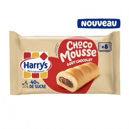 LOT DE 6 - HARRYS - Choco Mousse Chocolat Gâteaux moelleux Fourrés Moins de Sucres - sachet de 280 g