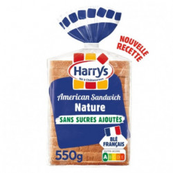 LOT DE 3 - HARRYS - American Sandwich Nature sans sucres ajoutés Pain de mie - paquet de 550 g