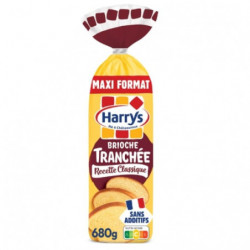 LOT DE 4 - HARRYS - Brioche tranchée recette classique nature sans additifs - sachet de 680 g