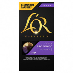 L'OR - Espresso Profondo Lungo Intensité 8 - 10 Capsules de café en aluminium Compatible Nespresso
