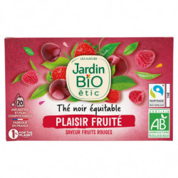 LOT DE 5 - JARDIN BIO ETIC - Plaisir Fruité Thé noir saveur fruits rouges Bio - boîte de 20 sachets
