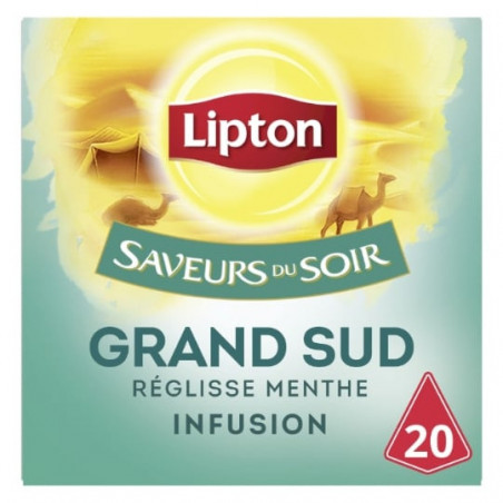 LOT DE 4 - LIPTON - Saveurs Du Soir Infusion Grand Sud Réglisse Menthe - 20 Sachets Pyramide