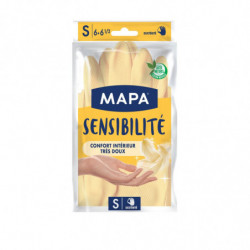 LOT DE 3 - MAPA - Gants de ménage Sensibilité Latex Satiné Taille S - paquet de une paire de gants