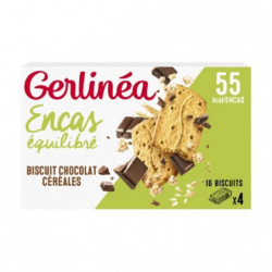 LOT DE 4 - GERLINEA - Biscuit Encas Equilibré Chocolat Céréales - paquet de 200 g