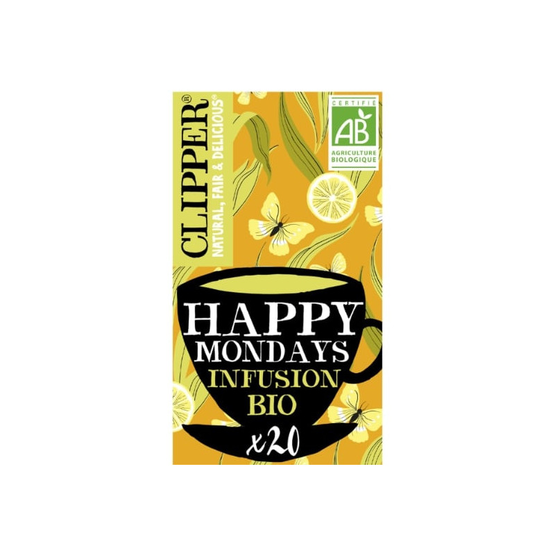 LOT DE 2 - CLIPPER - Infusion Happy mondays citron gingembre poivre noir bio - boite de 20 sachets - 30 g