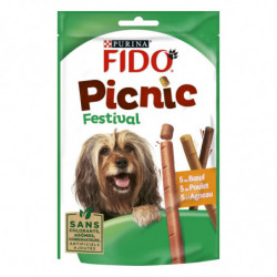LOT DE 4 - FIDO - Picnic Festival friandises pour Chien - 15 batonnets Assortiment Buf Poulet Agneau - 126g